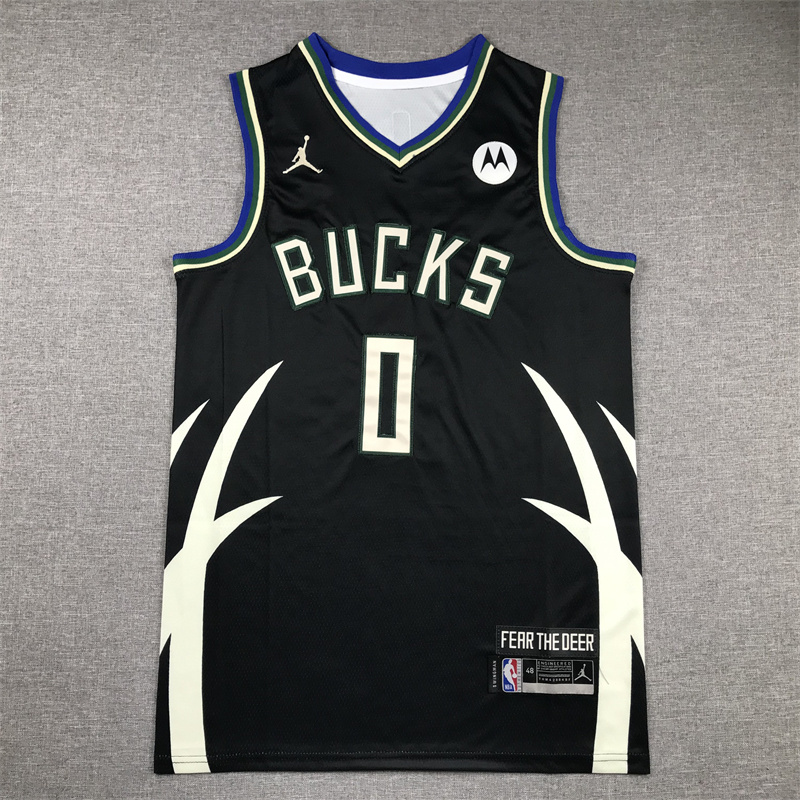 Men Milwaukee Bucks #0 Lillard Black Jordan Brand 2025 NBA Jersey style 1